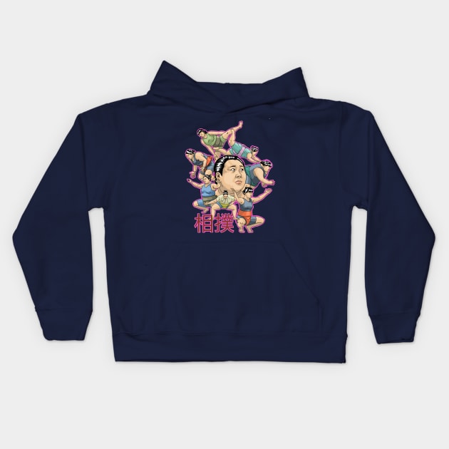 Women’s sumo wrestling Kids Hoodie by FilthyTBear 